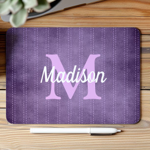 Mousepad Púrpura Pinstripe Retro Lilac Monograma