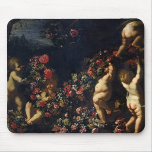 Mousepad Putti que joga com as festões das flores