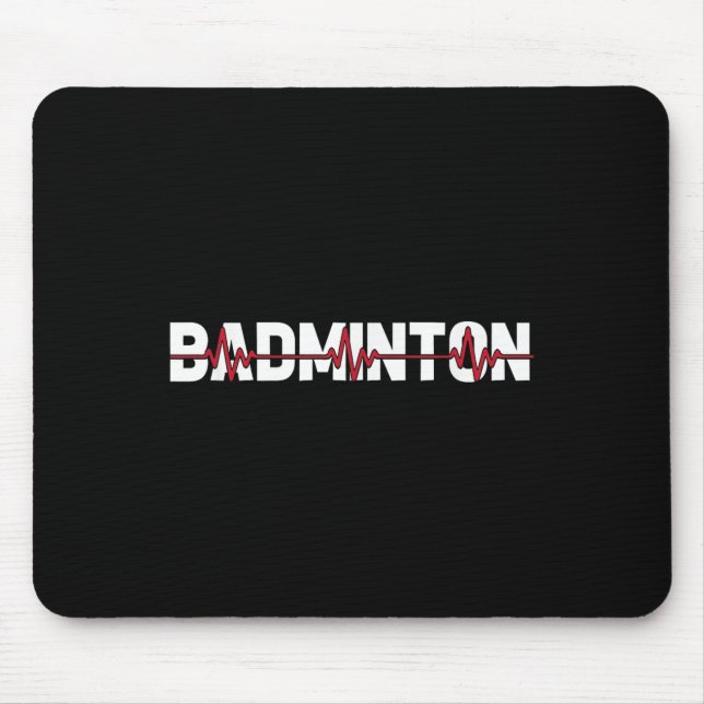 Mousepad Quadra de Badminton Raquete - Peteca Ekg Coração (Frente)
