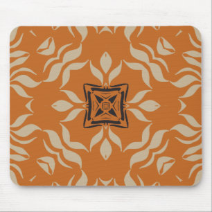 Mousepad Quadrado Caleidoscópio, Laranja Bege Marrom