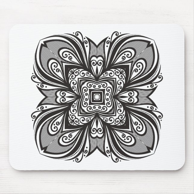 Mousepad Quadrado preto de Deco inspirado (Frente)