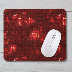 Mousepad Quadrados de Estilo Disco Vermelho Padrão de Valen