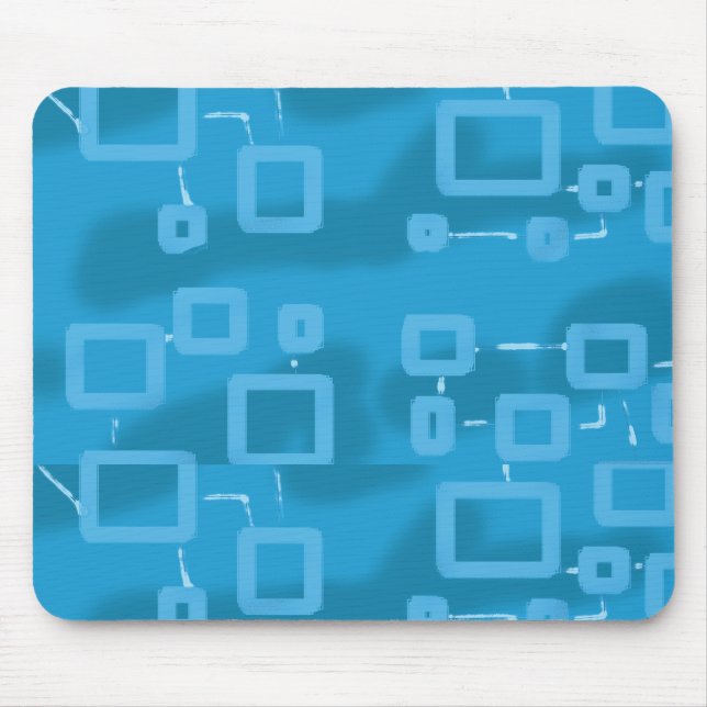 Mousepad Quadrados Geométricos Azuis-Claro-Cianos (Frente)