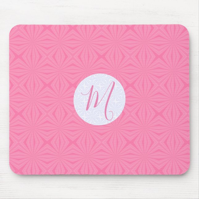 Mousepad Quadrados Ondulados Rosa Suave Inicial Personaliza (Frente)
