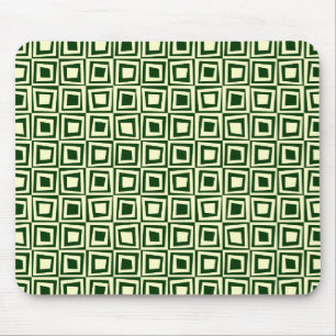 Mousepad Quadrados Retroativos - Creme em Verde Escuro