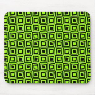 Mousepad Quadrados Retroativos - Verde Chartrause em Preto