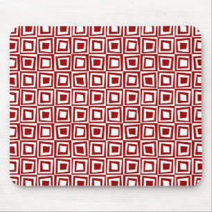 Mousepad Quadrados Retroativos - Vermelho Ruby em Branco