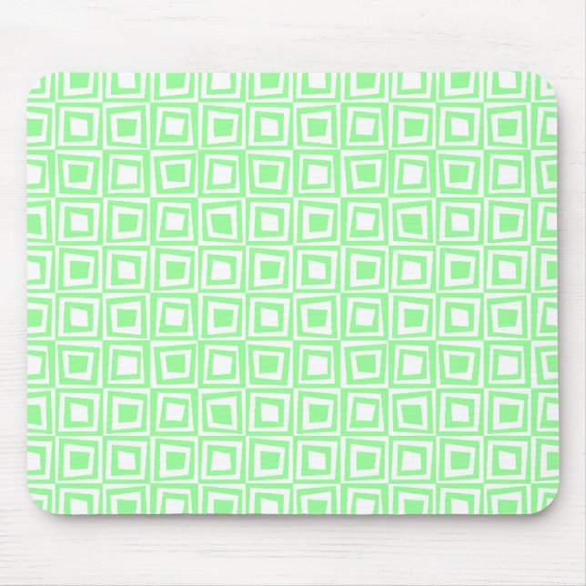 Mousepad Quadrados retrorreflectores - Verde mint em branco (Frente)