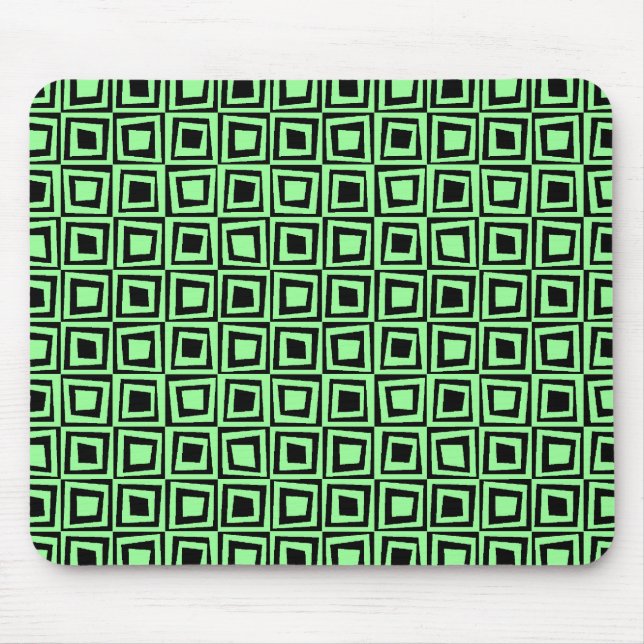 Mousepad Quadrados retrorreflectores - Verde mint em preto (Frente)