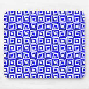 Mousepad Quadrados retros - azul no branco