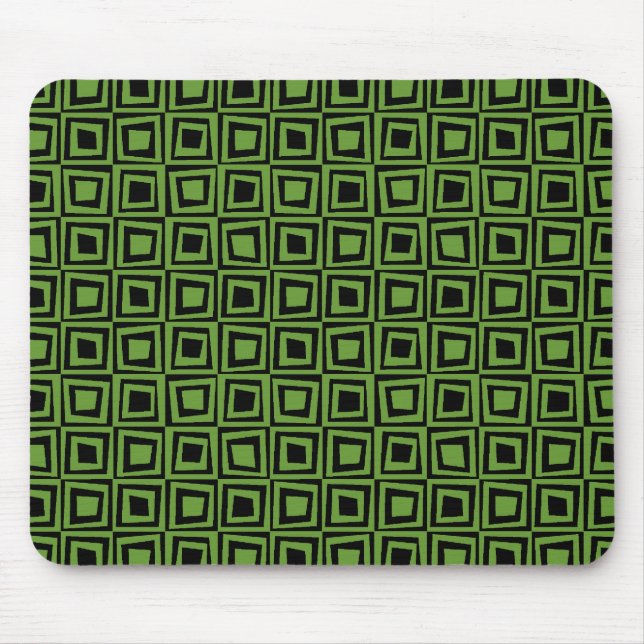 Mousepad Quadrados retros - verde do abacate no preto (Frente)