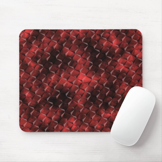 Mousepad Quadrados vermelho a escuro, sujeira de carbono 3D (Com mouse)