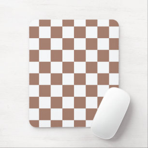 Mousepad Quadrados xadrez marrom mocha branco geométrico re