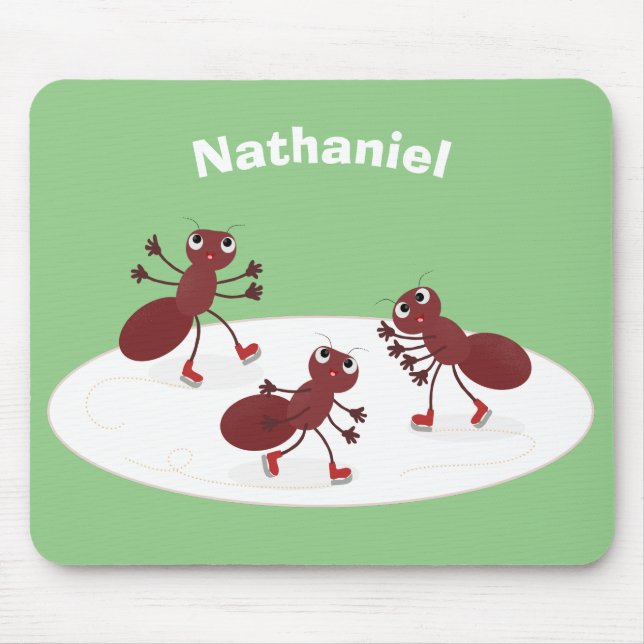 Mousepad Quadrinhos de gelo de formigas vermelhas felizes (Frente)