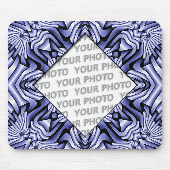 Mousepad Quadro caleidoscópioART - azul + sua foto e texto (Frente)