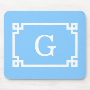Mousepad Quadro chave grego branco azul Céu branco 2 Monog