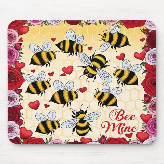 Mousepad Quadro de Amor Floral de Bee Mine (Frente)