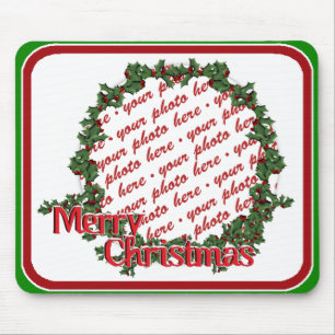 Mousepad Quadro de Foto do Círculo Holly Wreath