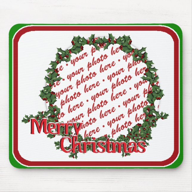 Mousepad Quadro de Foto do Círculo Holly Wreath (Frente)