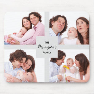 Mousepad Quadro de Retângulo de Colagem de Fotos da Famíl