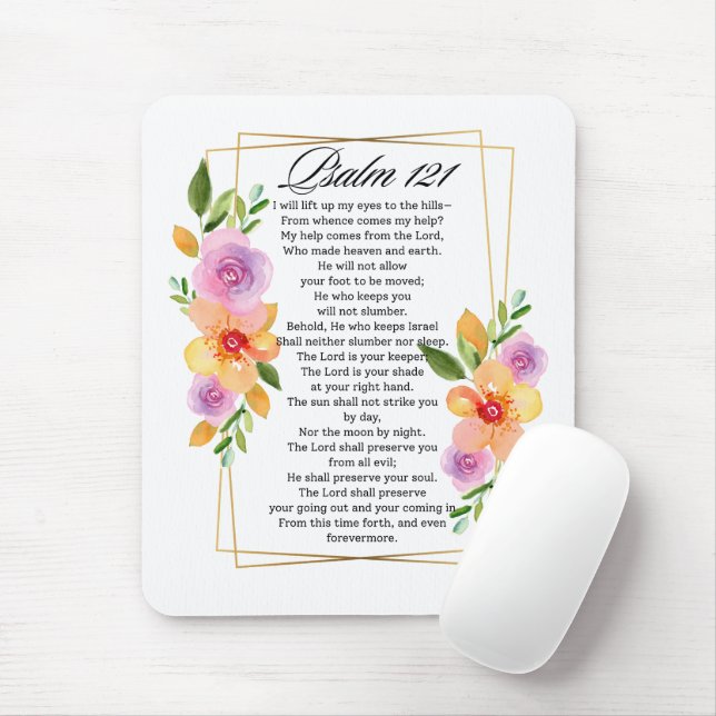 Mousepad Quadro Geométrico Floral Psalm 121 (Com mouse)
