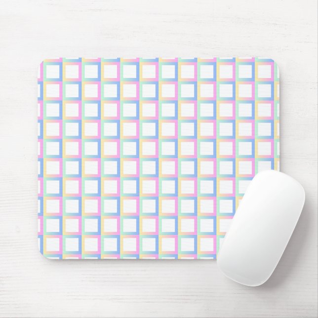 Mousepad Quadros de Padrões de Gradiente Simétricos Brancos (Com mouse)