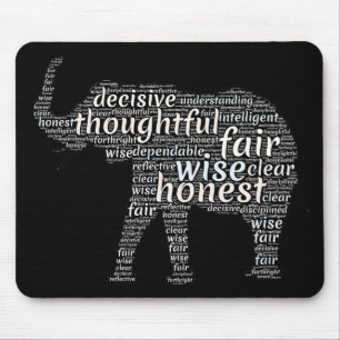 Mousepad Qualidades de uma Nuvem de Palavras Elefantes