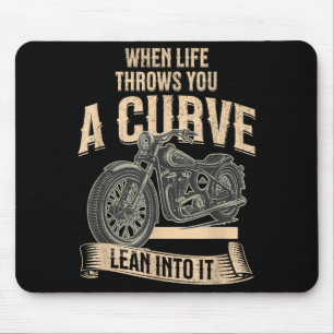 Mousepad Quando a Vida Lança Uma Curva Motoqueiro Divertido