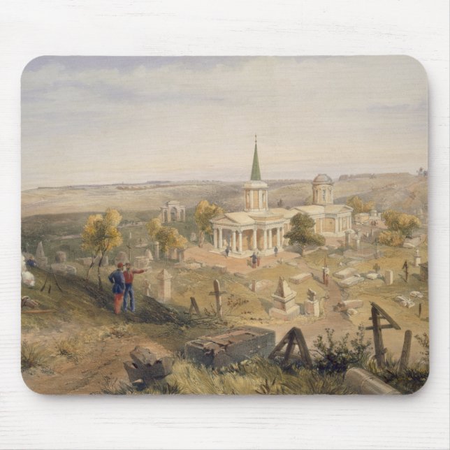 Mousepad Quarantine o cemitério e a igreja, placa 'do SE (Frente)