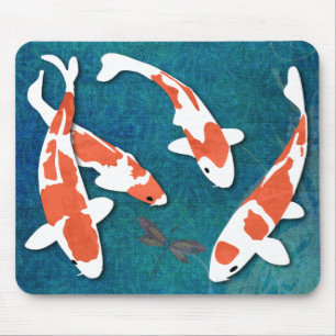 Mousepad Quarteto de Kohaku alaranjado & branco Koi