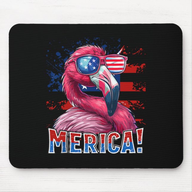 Mousepad Quarto De Julho Merica Flamingo American Flag Kids (Frente)