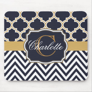 Mousepad Quatrefoil Chevron Monograma