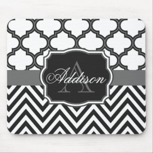Mousepad Quatrefoil Chevron Monograma
