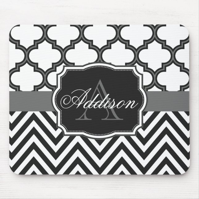 Mousepad Quatrefoil Chevron Monograma (Frente)