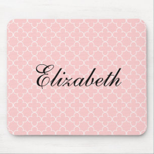 Mousepad Quatrefoil cor-de-rosa conhecido personalizado do