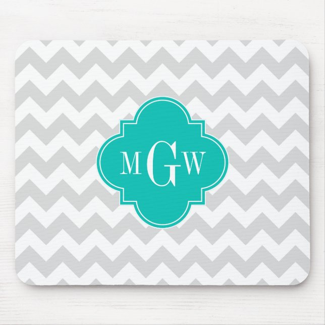 Mousepad Quatrefoil De Chevron Wht Cinza 3 Monograma (Frente)