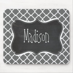 Mousepad Quatrefoil De Cinza Escuro; Olho De Chalkboard