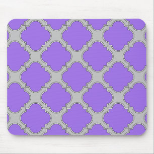 Mousepad Quatrefoil, púrpura e cinza