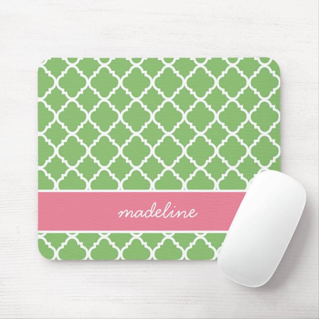 Mousepad Quatrefoil Verde | Pré-disquete rosa e verde (Com mouse)