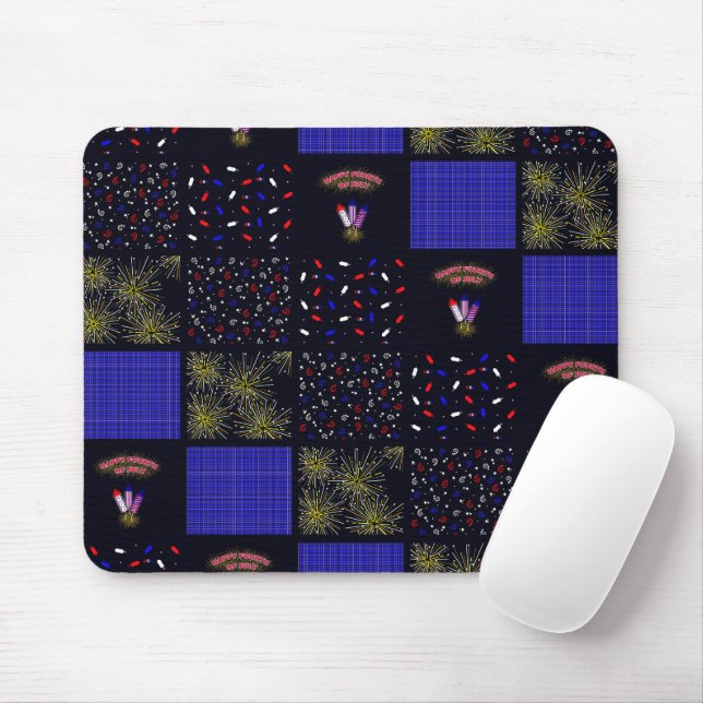 Mousepad Quatro de Julho Patchwork Pattern - 4 de Julho (Com mouse)