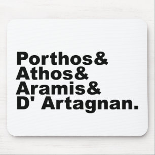 Mousepad Quatro Mosqueteiros - Porthos Athos Aramis D'Artag