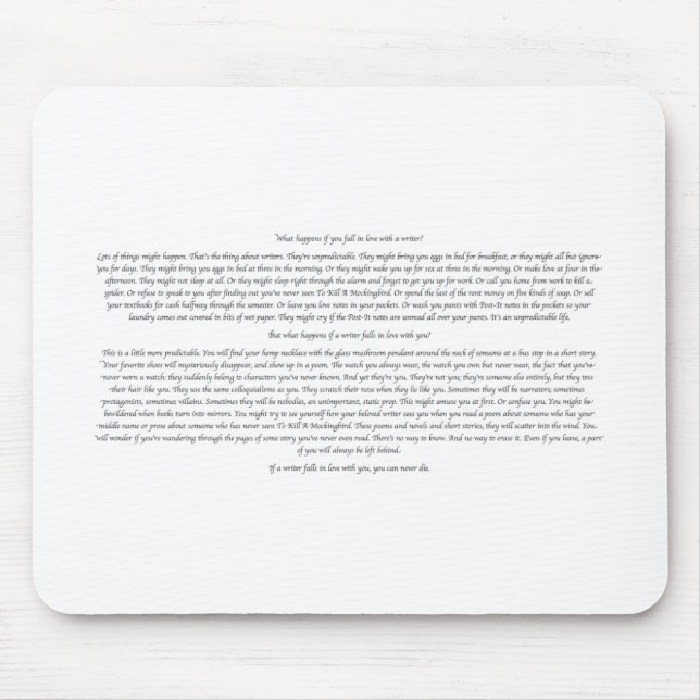 Mousepad Que acontece se você cai no amor com um escritor? (Frente)