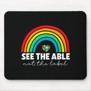 Mousepad Quebra-cabeça Coração Arco-íris Veja o Capaz Não a