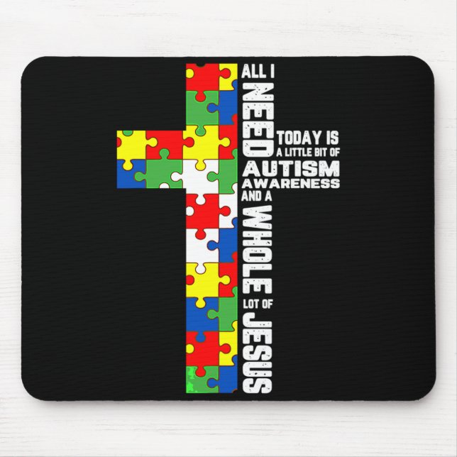 Mousepad Quebra-Cabeça Cruz de Jesus Conscientização do Aut (Frente)