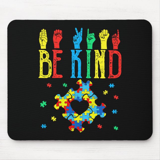 Mousepad Quebra-cabeça da Linguagem de Sinais da Mão Be Kin (Frente)