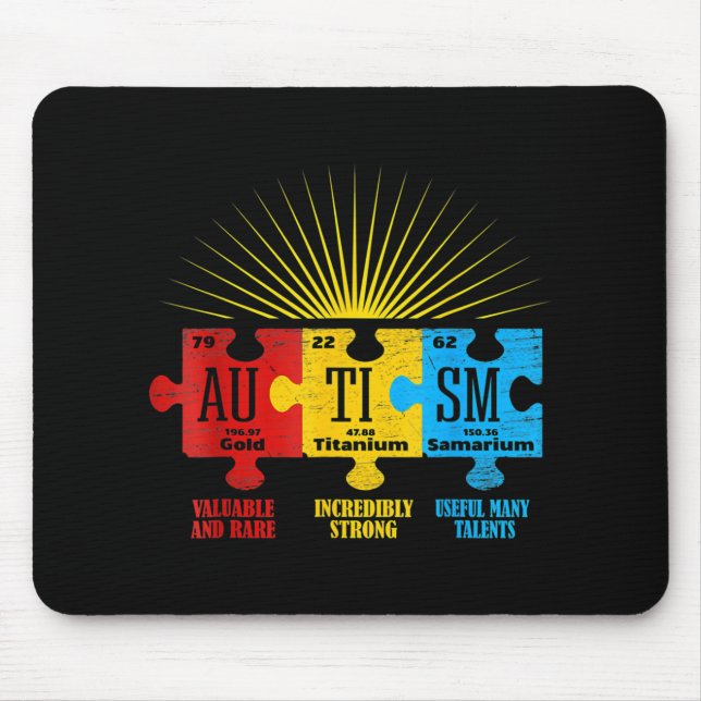 Mousepad Quebra-cabeça de consciência autista Elemento quím (Frente)