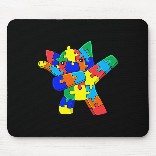 Mousepad Quebra-cabeça de Elefante Batido Peças Autism Dab  (Frente)