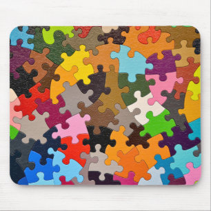 Mousepad quebra-cabeça de peças coloridas