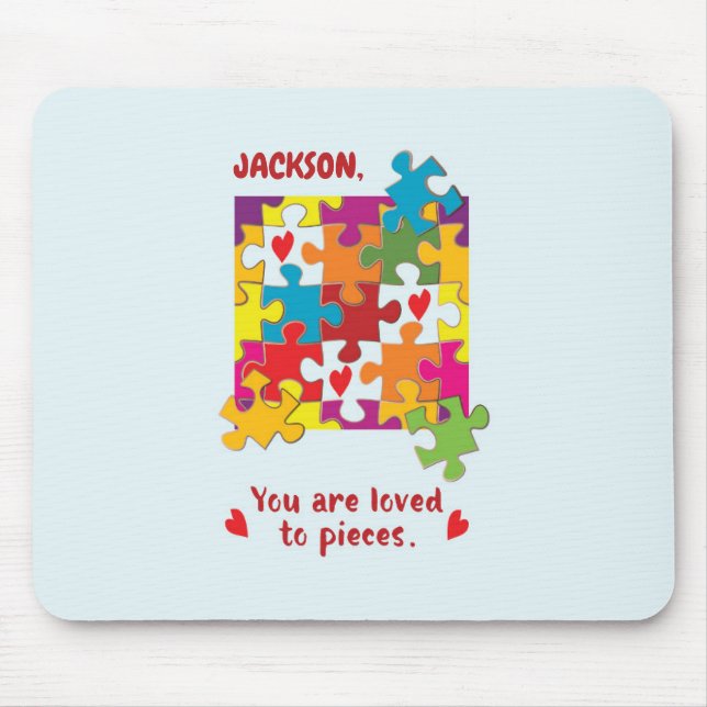 Mousepad Quebra-cabeça do Menino de Aniversário Amor em Ped (Frente)