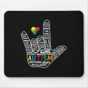 Mousepad Quebra-cabeça Heart ASL Love Sign Language hand Au